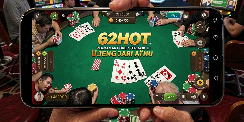Screenshot gameplay 62HOT menampilkan suasana poker yang menegangkan.