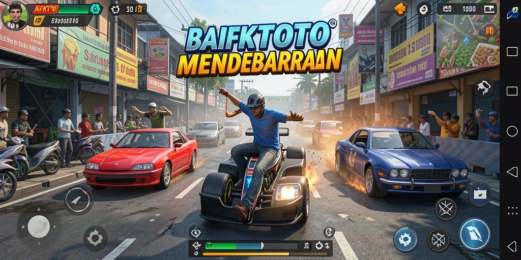 Tangkapan layar gameplay AFKTOTO menampilkan aksi balapan yang mendebarkan dan mobil yang keren.
