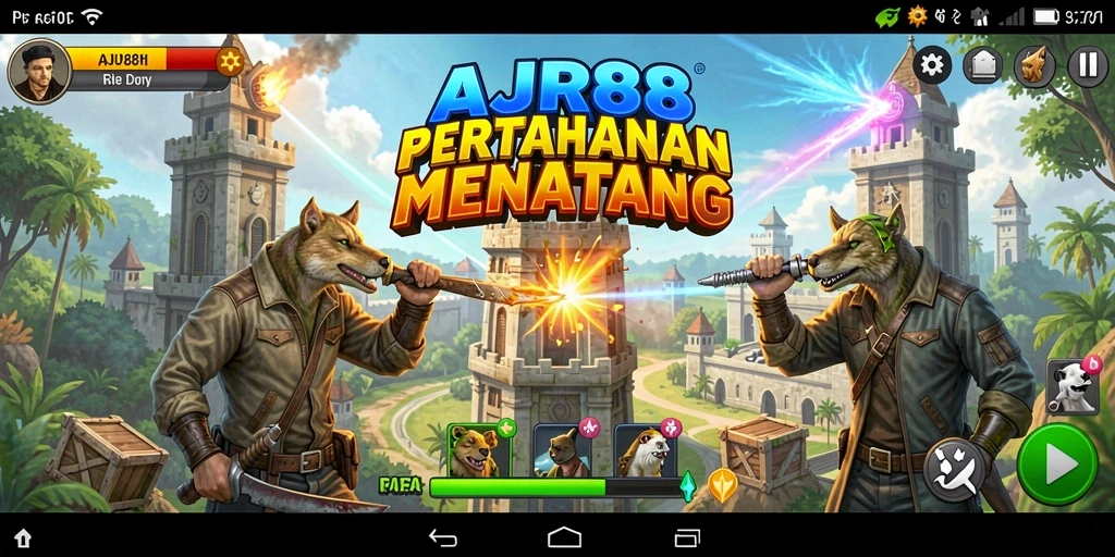 Tampilan gameplay menarik dari AJR88 yang penuh dengan strategi Tower Defense.