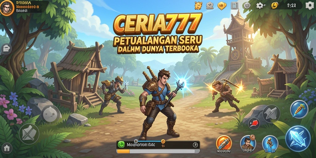 Screenshot utama CERIA777 menampilkan karakter bermain dalam dunia terbuka yang luas.