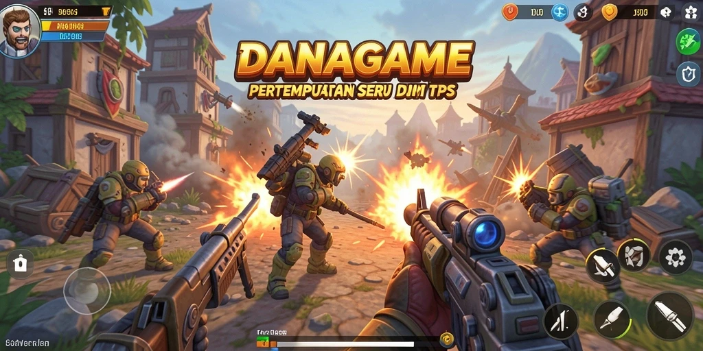 Screenshot gameplay DANAGAME yang menunjukkan aksi pertempuran yang intens.