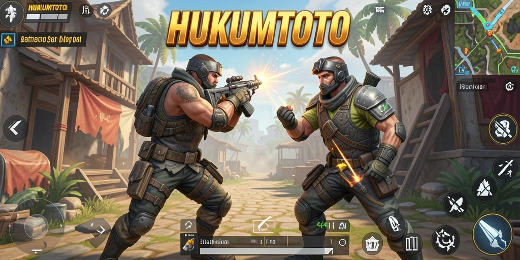 Tampilan gameplay HUKUMTOTO yang seru dan menegangkan di arena Battle Royale.