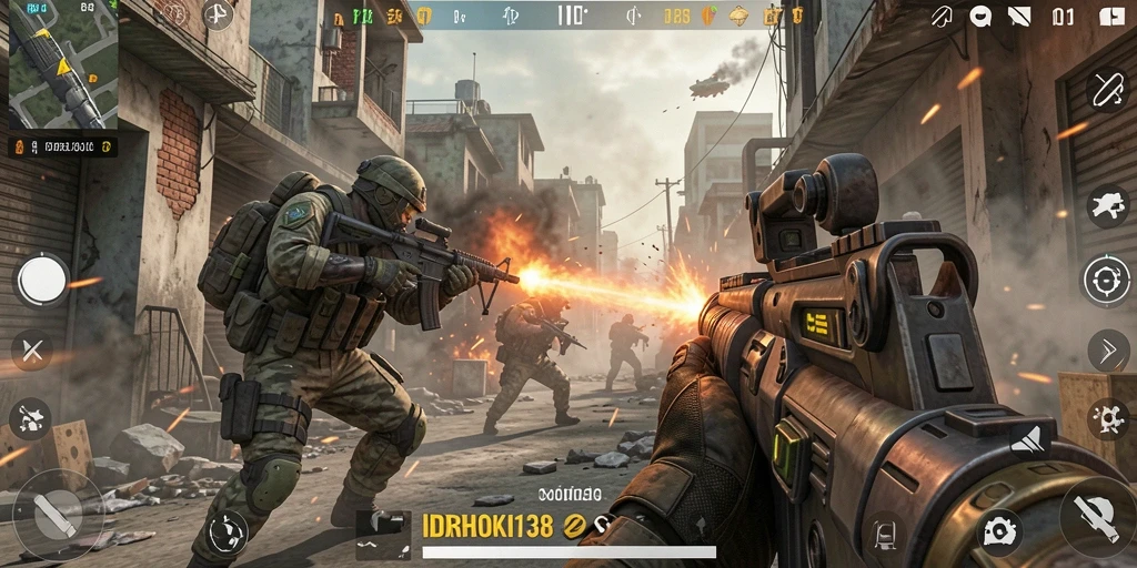 Screeenshot IDRHOKI138 menampilkan aksi menegangkan dalam gameplay FPS.