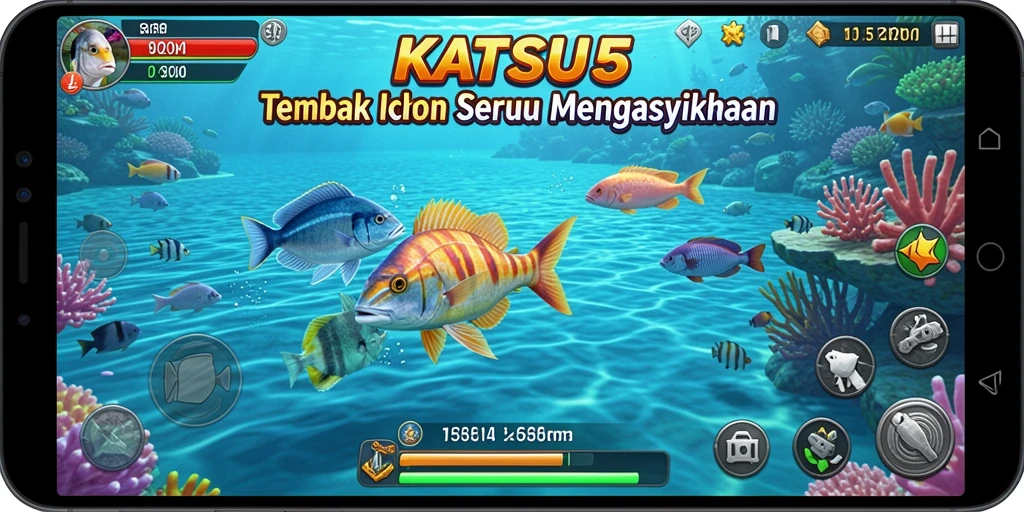 Screenshot gameplay KATSU5 dengan aksi seru tembak ikan.