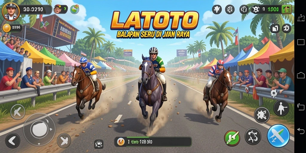 Screenshot menunjukkan kecepatan tinggi pada trek balapan LATOTO.