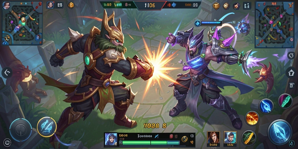 Screenshot gameplay N06 yang menampilkan aksi pertarungan seru di arena.