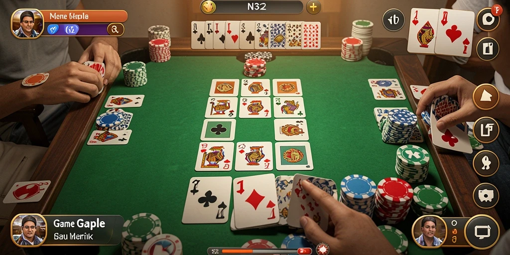 Tampilan gameplay seru N32 dalam permainan Gaple.