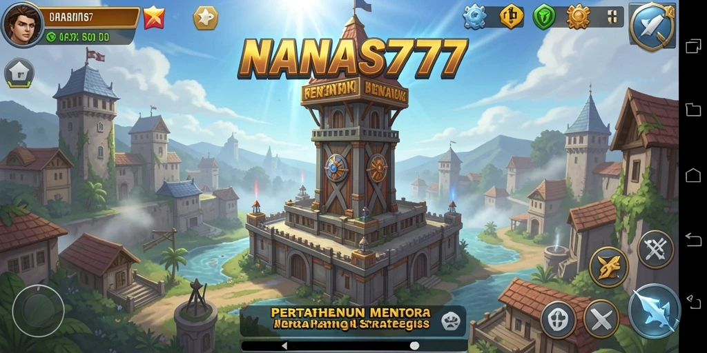 Tampilan gameplay NANAS777 yang epik dalam pertempuran Tower Defense.