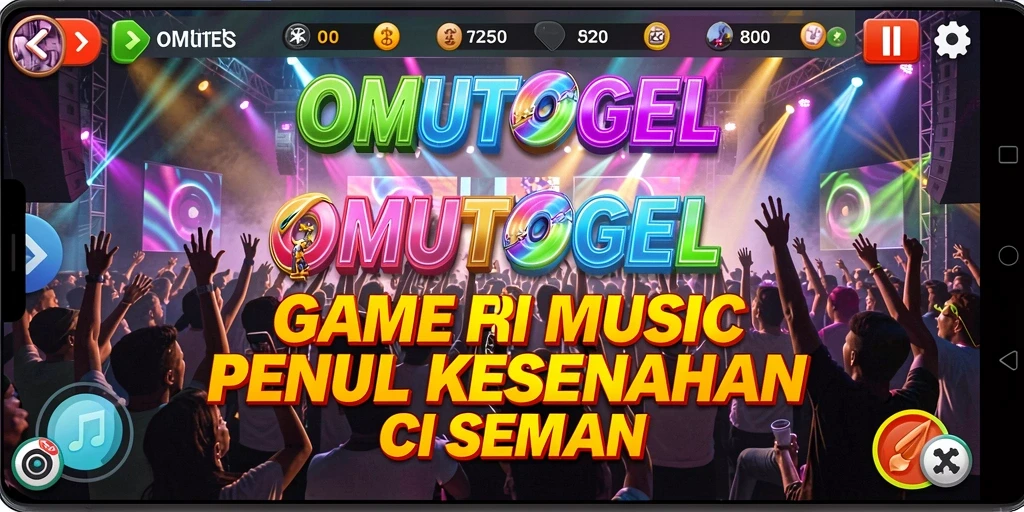 Tampilan gameplay seru dalam OMUTOGEL dengan lagu-lagu menarik.