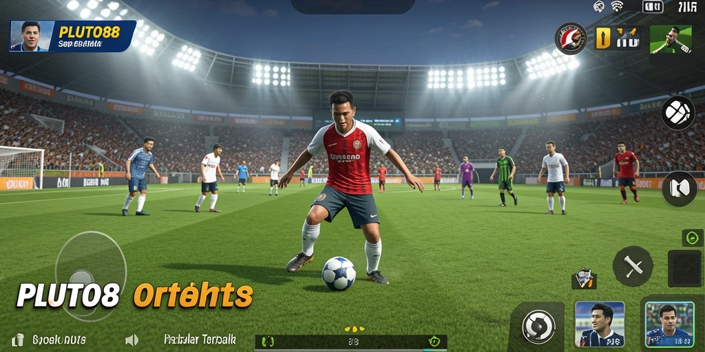 Tampilan gameplay seru dalam PLUTO88 dengan aksi sepak bola yang mendebarkan.