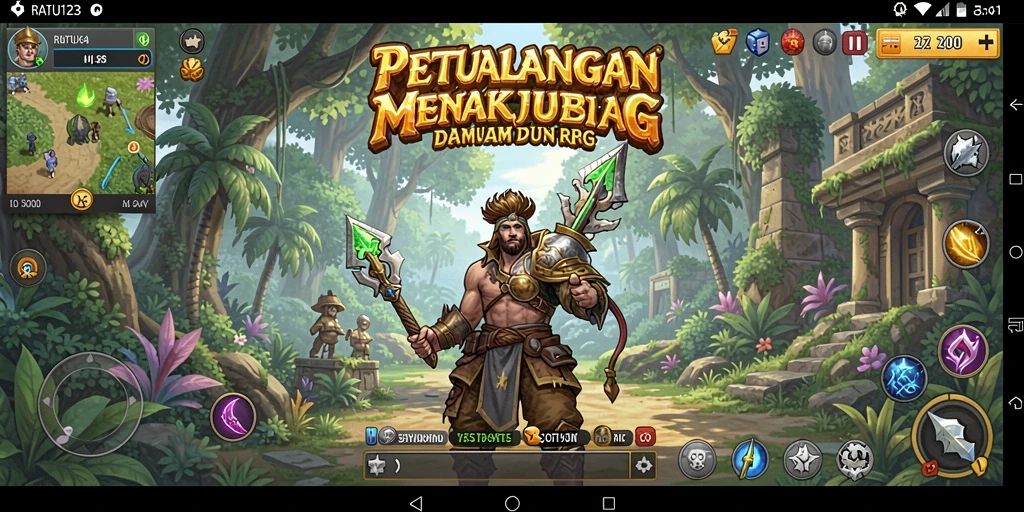 Screenshot gameplay RATU123 menampilkan aksi seru dalam pertempuran RPG.