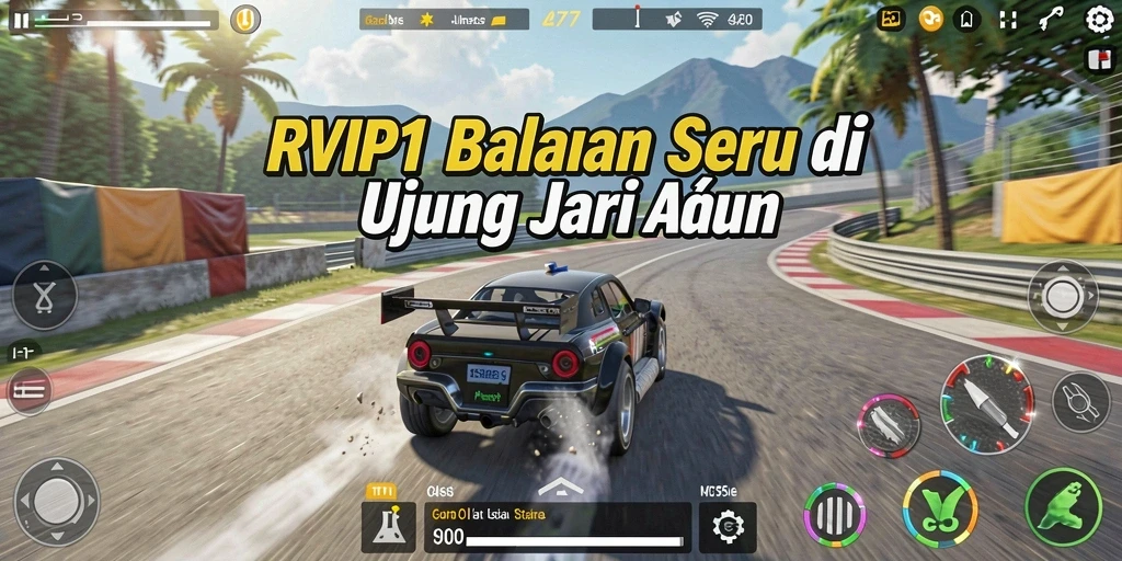 Screenshot utama RVIP1 menampilkan aksi balapan yang mendebarkan.
