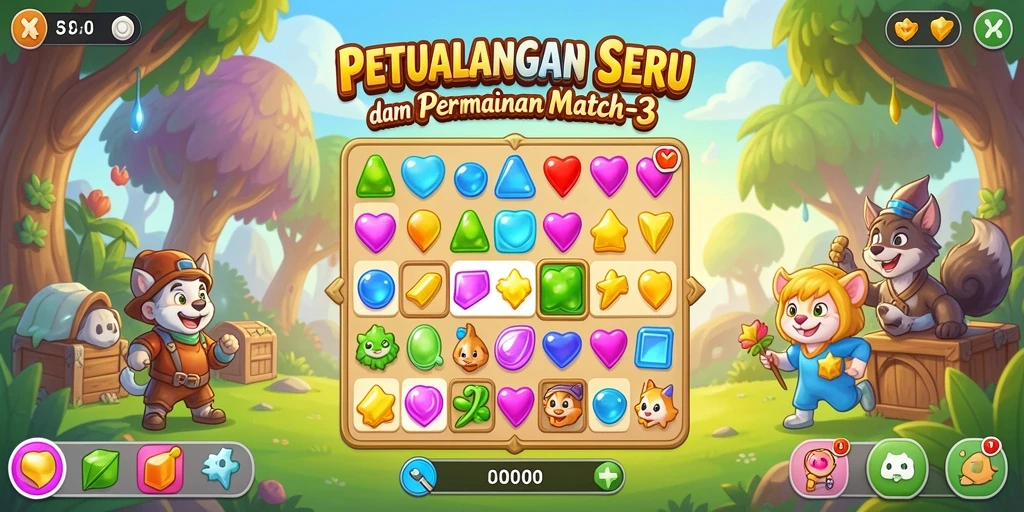 Screenshot T6 menampilkan momen seru gameplay Match-3.
