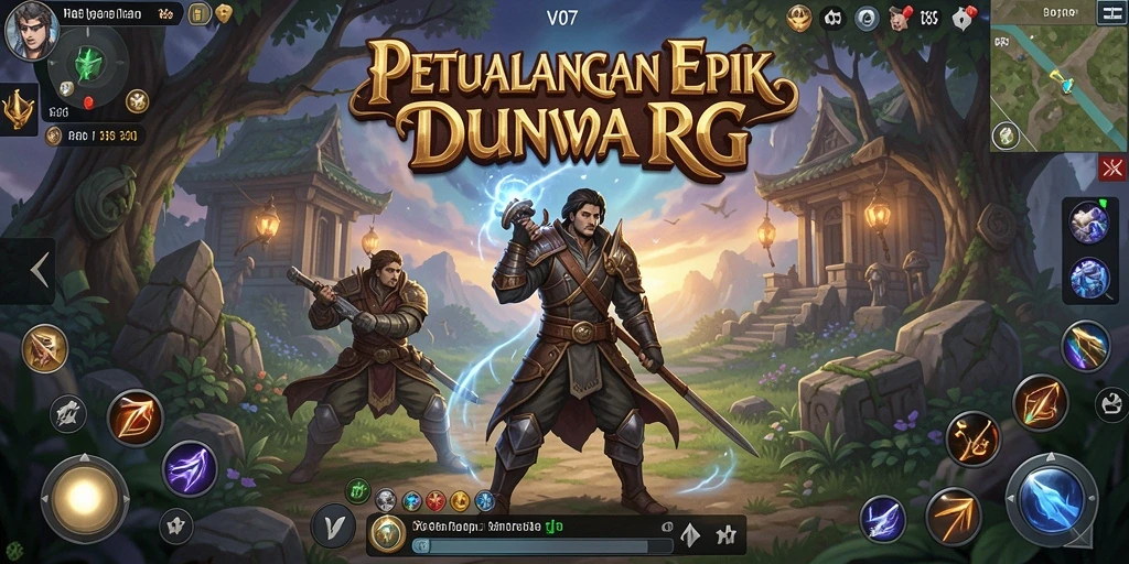 Tangkapan layar utama V07 menampilkan aksi RPG yang mendebarkan.