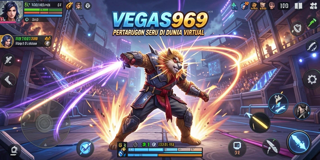 Gameplay mendebarkan dengan aksi pertarungan intens.